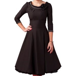 STOP STARING! 50s First Lady Swing Dress Black XS
